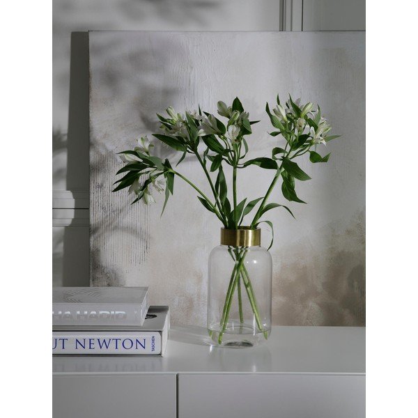 Стъклена ваза с метален елемент в златист цвят, височина 29 cm Lori - Westwing Collection-image-3