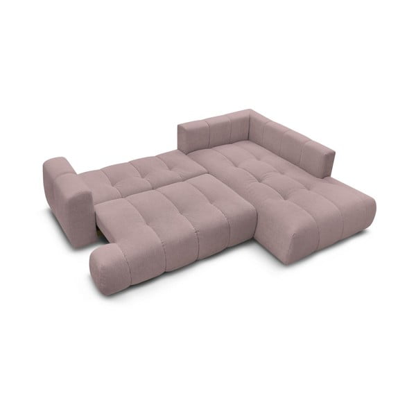 Розов сгъваем/с място за съхранение ъглов диван (десен ъгъл/L форма) Fuji – Bobochic Paris-image-4