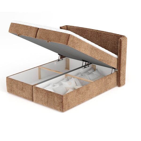 Оранжево боксспринг легло с място за съхранение 160x200 cm Passion – Maison de Rêve-image-3