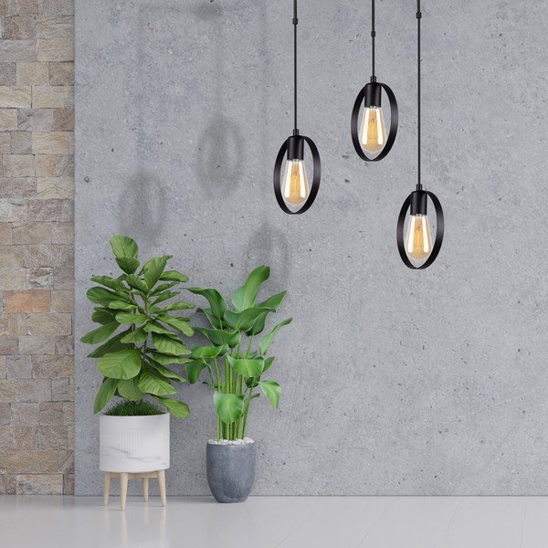 Черно висящо осветително тяло, височина 100 cm Circle - Squid Lighting-image-2
