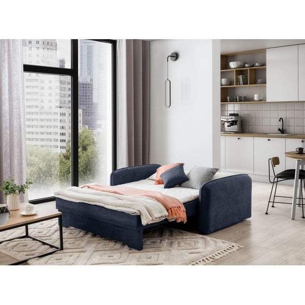 Тъмносин шенилов разтегателен диван с място за съхранение 155 cm Laine – ELTAP-image-4