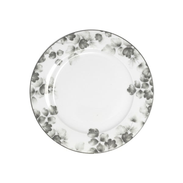 Бели/светлосиви десертни порцеланови чинии в комплект 6 бр. ø 19 cm Foliage gray – Villa Altachiara
