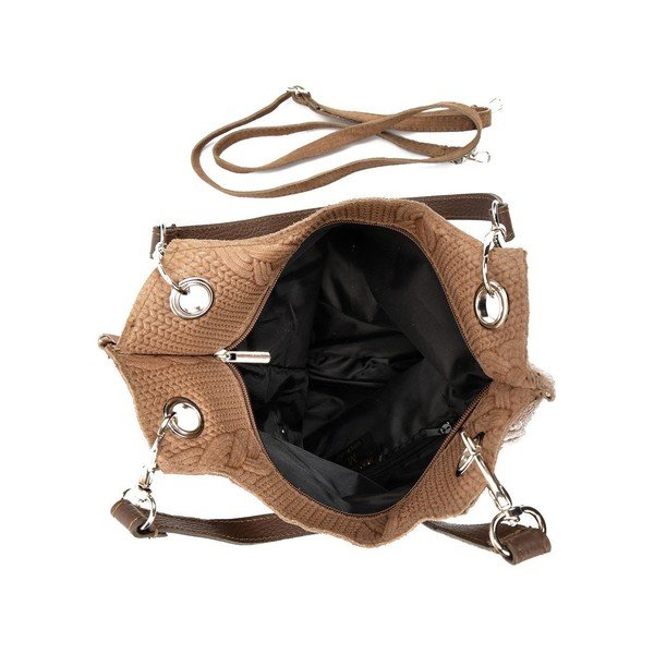 Béžová kožená kabelka Mangotti Bags Farria-image-4