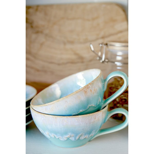Тюркоазена чаша с чинийка, изработена от керамика 200 ml Taormina – Casafina-image-2