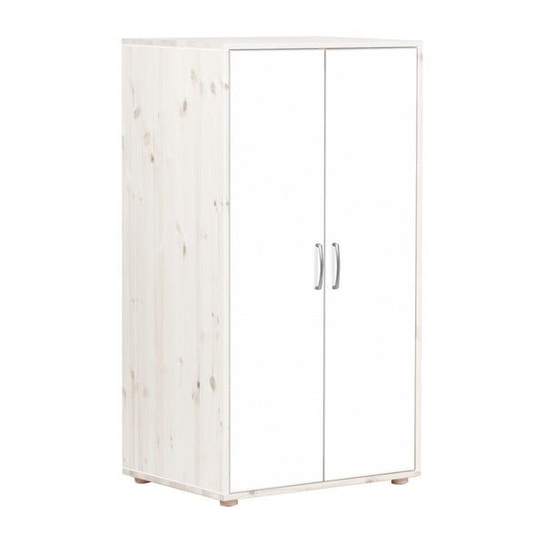 Бял детски гардероб с лакирани врати от борова дървесина , височина 133 см Classic - Flexa