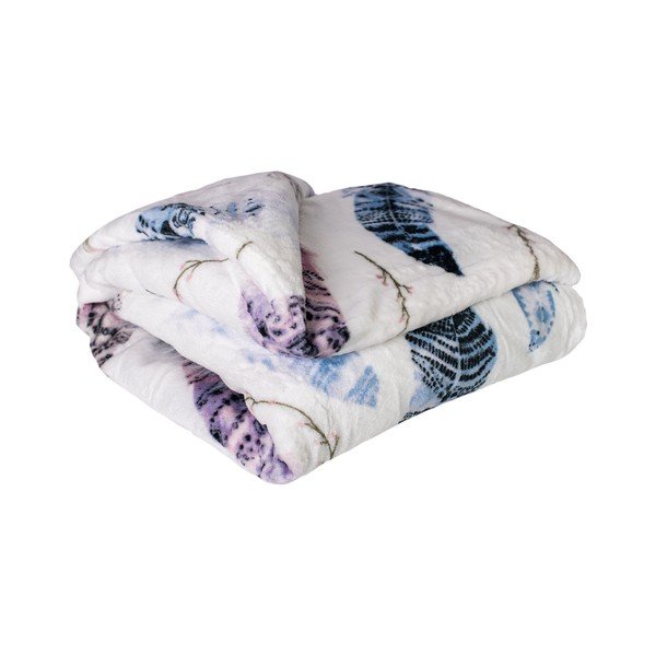 Бяло микроплюшено одеяло 200x150 cm Feather - My House-image-1