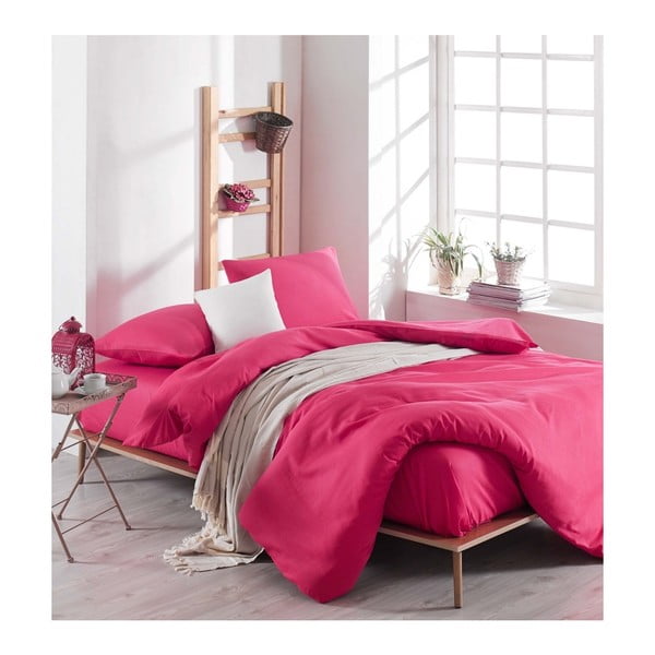 Розово спално бельо с чаршаф за двойно легло Rose, 200 x 220 cm - Mijolnir
