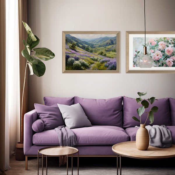 Печатна картина с включена рамка 75x56 cm Violet Hills – Styler-image-1