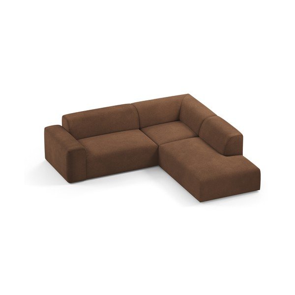 Кафяв ъглов диван от велур , 260 см, десен ъгъл Karen - Marie Claire Home-image-3