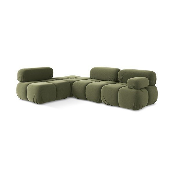 Светлозелен кадифен модулен ъглов диван (ляв ъгъл) Lokua – Makamii-image-3
