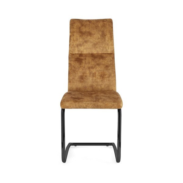 Тапициран трапезен стол в цвят горчица Thelma – Bizzotto-image-2