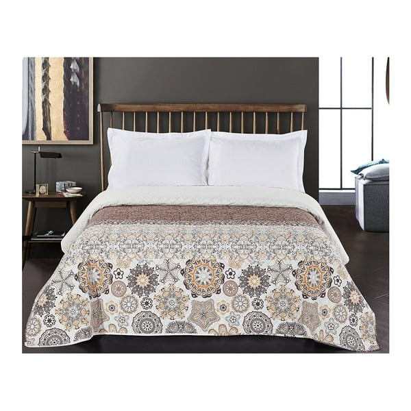 Кафяво-бяла двустранна покривка за легло от микрофибър , 220 x 240 cm Alhambra - DecoKing-image-2
