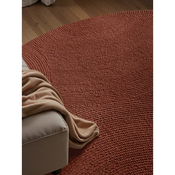 Ръчно изработен вълнен кръгъл килим в тухлен цвят ø 150 cm Calmio – Hanse Home-image-1