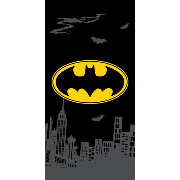 Черна памучна детска кърпа 70x140 cm Batman "The Emblem" – Jerry Fabrics