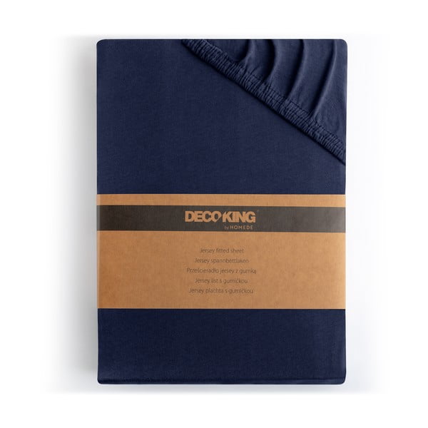 Тъмносин еластичен чаршаф от джърси 140x200 cm Amber – Restilo-image-4