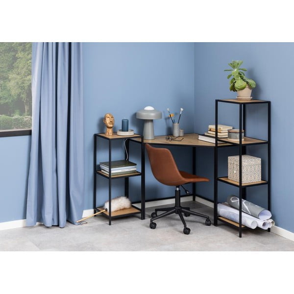 Черна/естествена библиотека от декор от дъб  37x120 cm Seaford – Actona-image-1