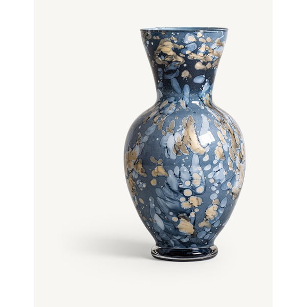 Синя ръчно рисувана стъклена ваза Aurora - Burkina