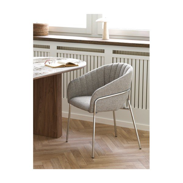 Светлосив стоманен трапезен стол с подлакътници Costa – House Nordic-image-1