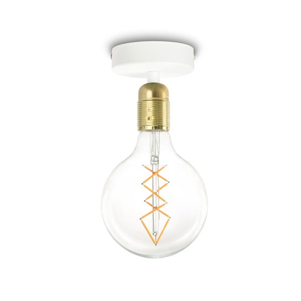 Бяла лампа за таван със златен цокъл Uno - Sotto Luce