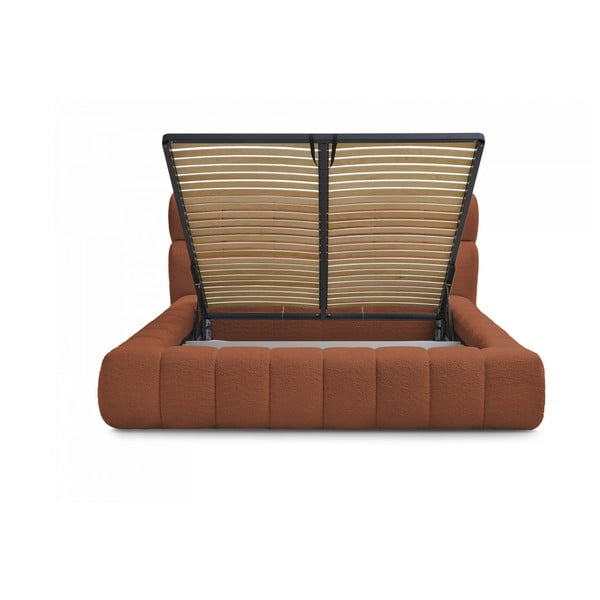 Оранжево двойно тапицирано легло с място за съхранение с включена подматрачна рамка 180x200 cm Mont Blanc – Bobochic Paris-image-3