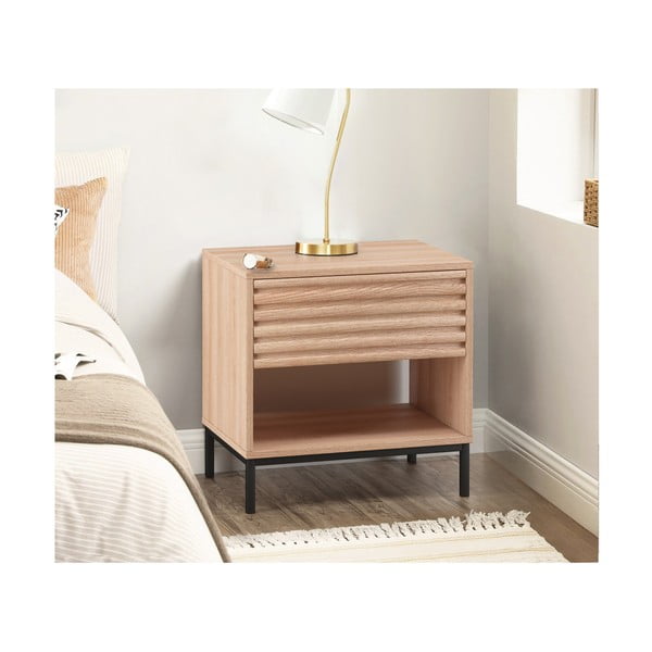 Нощно шкафче с дъбов плот в естествен цвят Celine – Støraa-image-1
