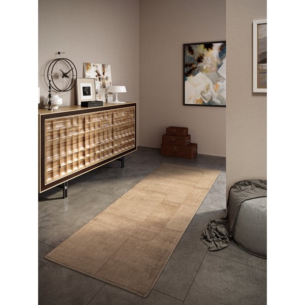 Бежова ръчно изработена вълнена пътека 80x250 cm Charlotte – Villeroy&Boch-image-1