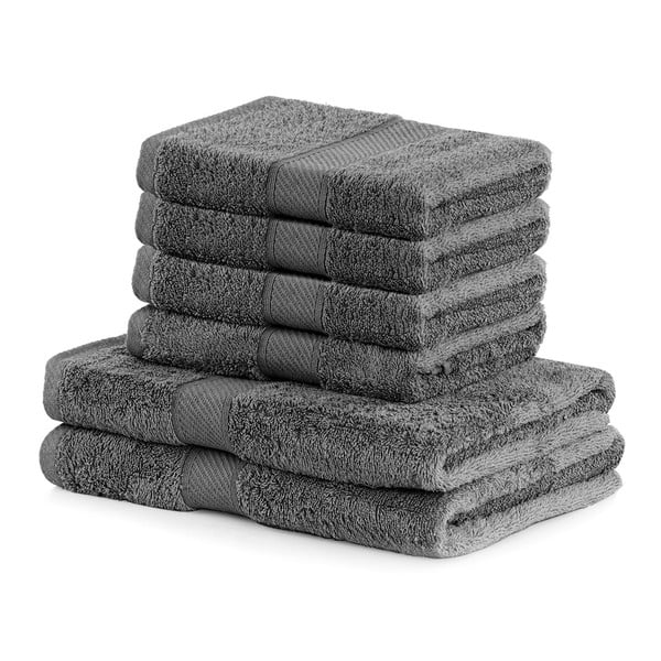 Комплект от 2 тъмно сиви кърпи и 4 кърпи Charcoal Bamby - DecoKing
