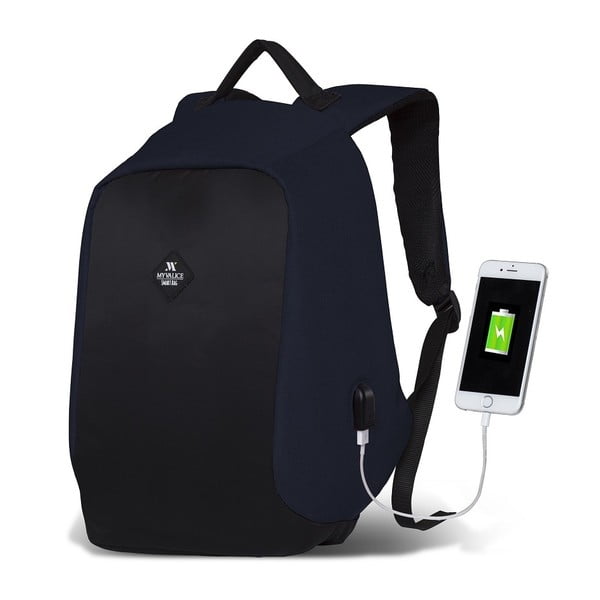 Тъмносиньо-черна раница с USB порт My Valice SECRET Smart Bag - Myvalice