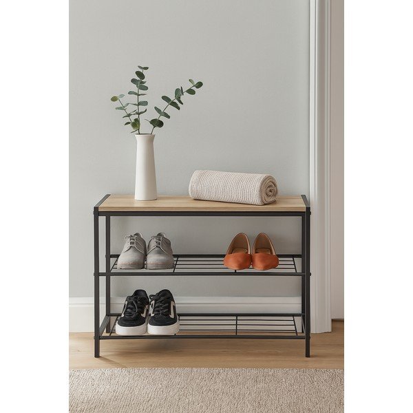 Черна стоманена стойка за обувки 63x44x30 cm Asten – Bonami Essentials-image-1