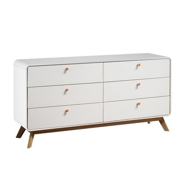 Бял нисък скрин 150x74 cm Caitlin – Støraa-image-1