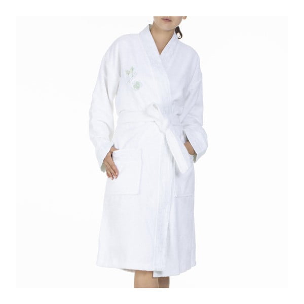 Бял памучен халат за баня Butterfly, S/M - Bella Maison