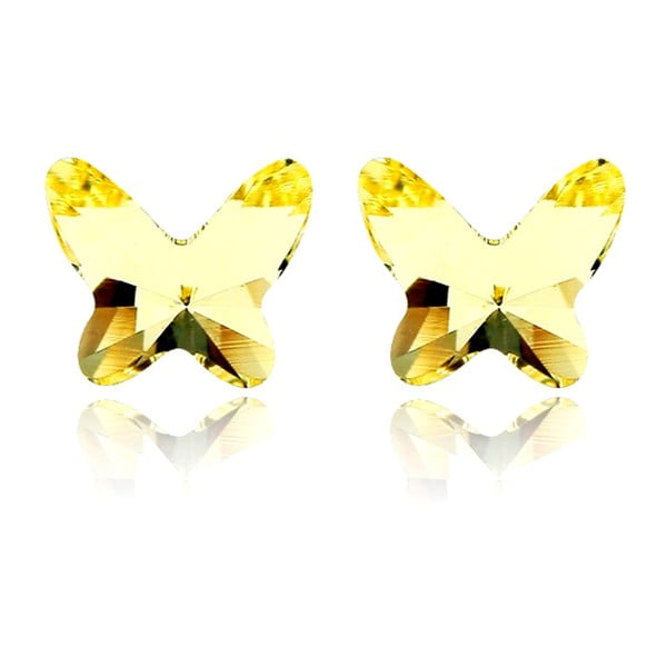 Обеци с жълти кристали Сваровски и бяло злато Papillon - Gold Silver made with Crystals from Swarovski®