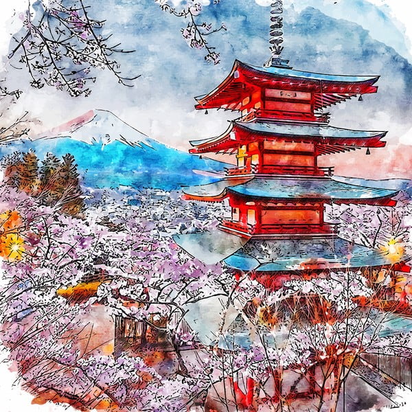 Картина 30x30 cm Chureito Pagoda - Fedkolor