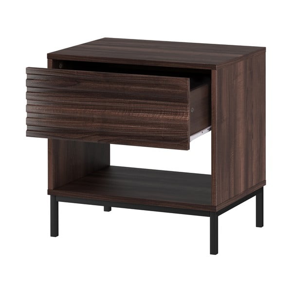 Тъмнокафяво нощно шкафче с орехов плот Celine – Støraa-image-3