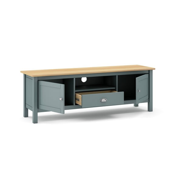 Маса за телевизор сиво-зелена от масивен бор 158x53x40 cm Misti – Marckeric-image-4