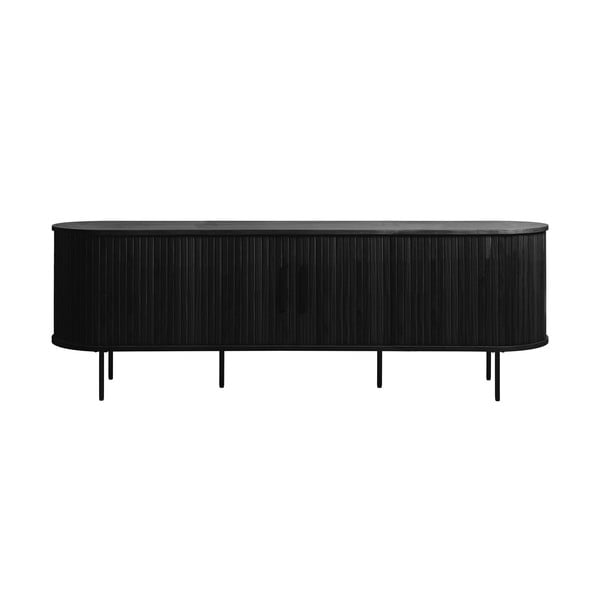 Черна телевизионна масичка от дъб 56x180 cm Nola - Unique Furniture