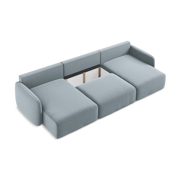 Син кадифен сгъваем/с място за съхранение ъглов диван (U форма) Kalena – Makamii-image-4