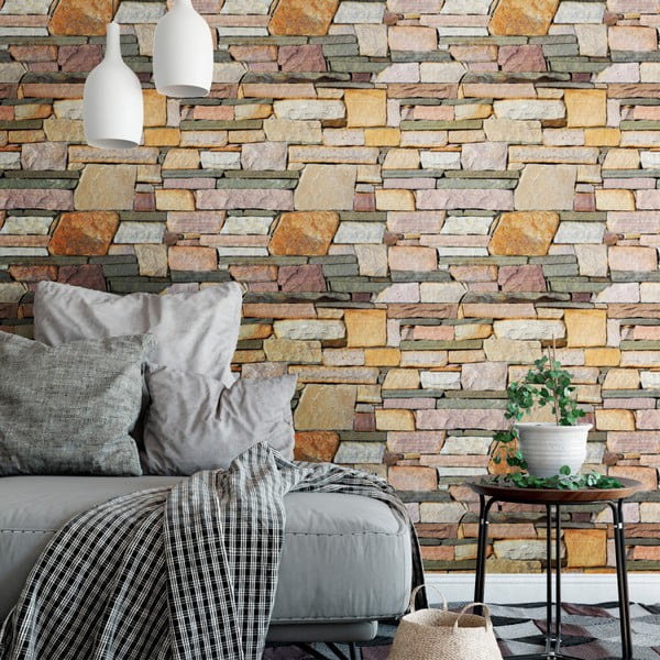 Стикер за стена Материали за стена Камъни от Естерел, 40 x 40 cm - Ambiance