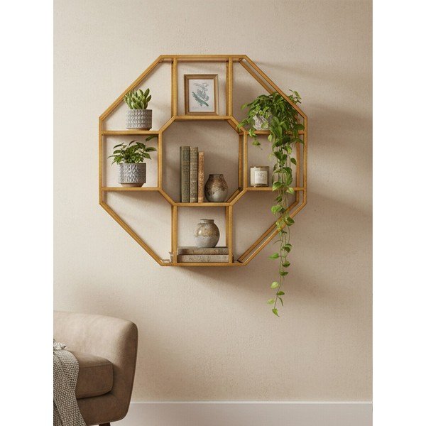 На няколко нива метален стенен рафт в естествен цвят 92 cm Zariah – Premier Housewares-image-1