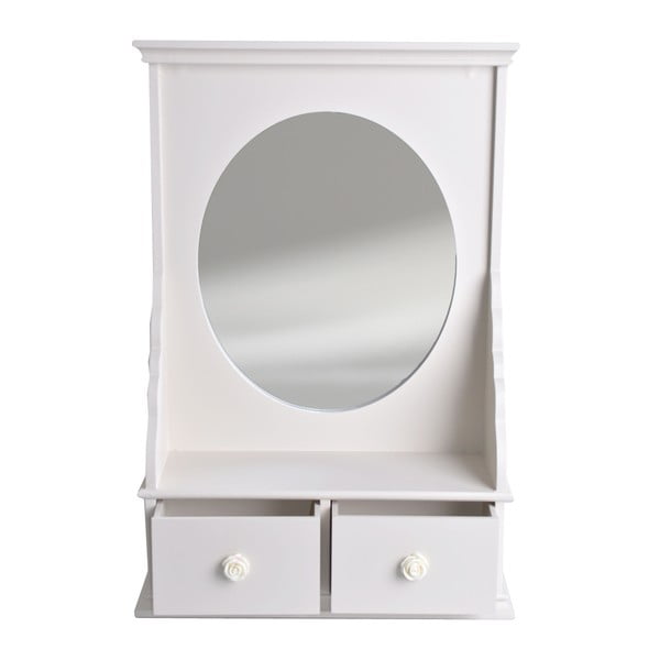 Bílé zrcadlo se šuplíky Ewax Dressing, 34 x 50 cm