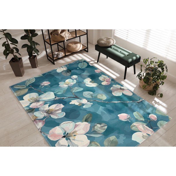 Син килим подходящ за пране 50x80 cm Bloom – Vitaus-image-2