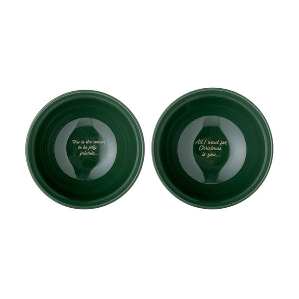 Чаши от бял/зелен фаянс с коледен мотив в комплект от 2 броя по 500 мл Grazia - Bloomingville-image-2