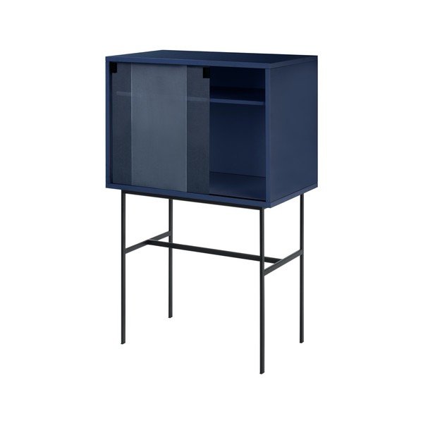 Тъмносиня витрина с плъзгащи се врати 70x109x40 cm Lekko – noo.ma