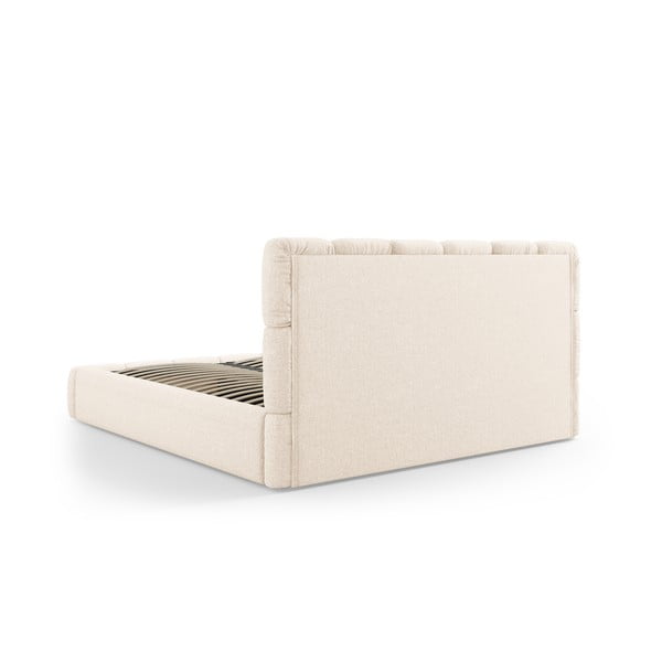 Кремаво двойно тапицирано легло с място за съхранение с включена подматрачна рамка 160x200 cm Bellis – Micadoni Home-image-4