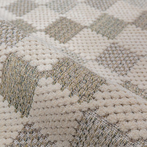 Зелена пътека със смес от памук подходяща за пране 80x230 cm Muted Checkerboard – Flair Rugs-image-4
