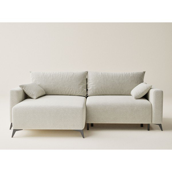 Кремав шенилов сгъваем/с място за съхранение ъглов диван (ляв ъгъл) Leon – Maison de Rêve-image-2