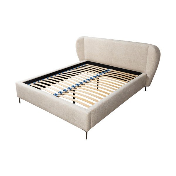 Бежово двойно тапицирано легло с включена подматрачна рамка 160x200 cm Makana – Makamii-image-1