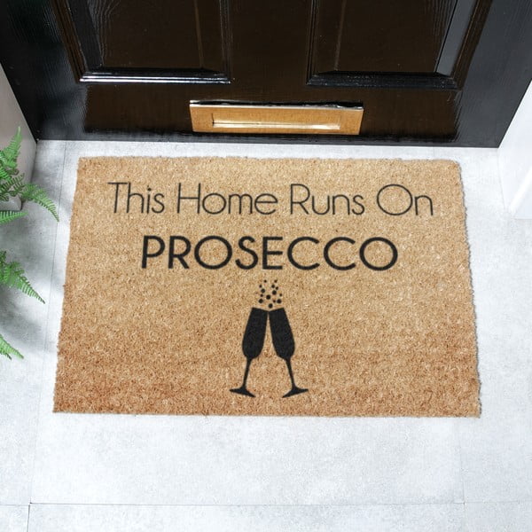 Изтривалка от кокосови влакна 40x60 cm This Home Runs On Prosecco – Artsy Doormats-image-2
