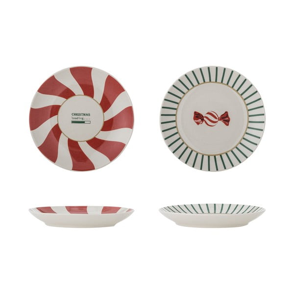 Червени и кремави десертни глинени чинии в комплект от 2 бр. с коледни мотиви ø 12,5 cm Yule – Bloomingville-image-3