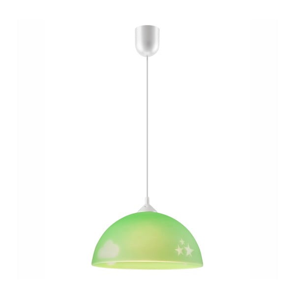 Зелена детска лампа със стъклен абажур ø 30 cm Day & Night - LAMKUR